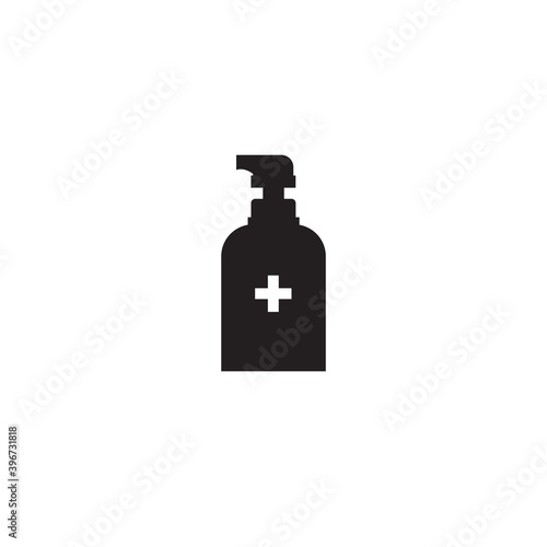 Disinfection. Hand sanitizer bottle icon, washing gel. Vector illustrationDisinfection. Hand sanitizer bottle icon, washing gel. Vector illustration 
