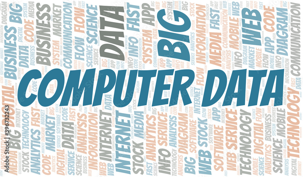 Fototapeta premium Computer Data vector word cloud, made with text only.