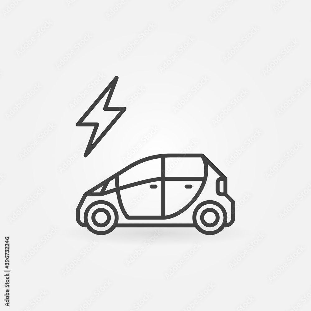 EV and Lightning vector concept icon or symbol in thin line style EV and Lightning vector concept icon or symbol in thin line style