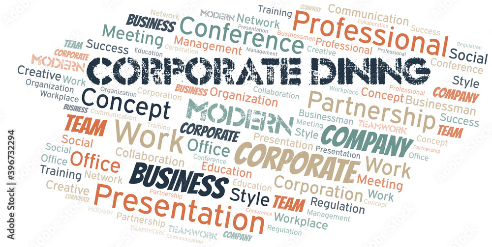 Corporate Dining vector word cloud, made with text only.