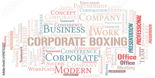 Corporate Boxing vector word cloud, made with text only.