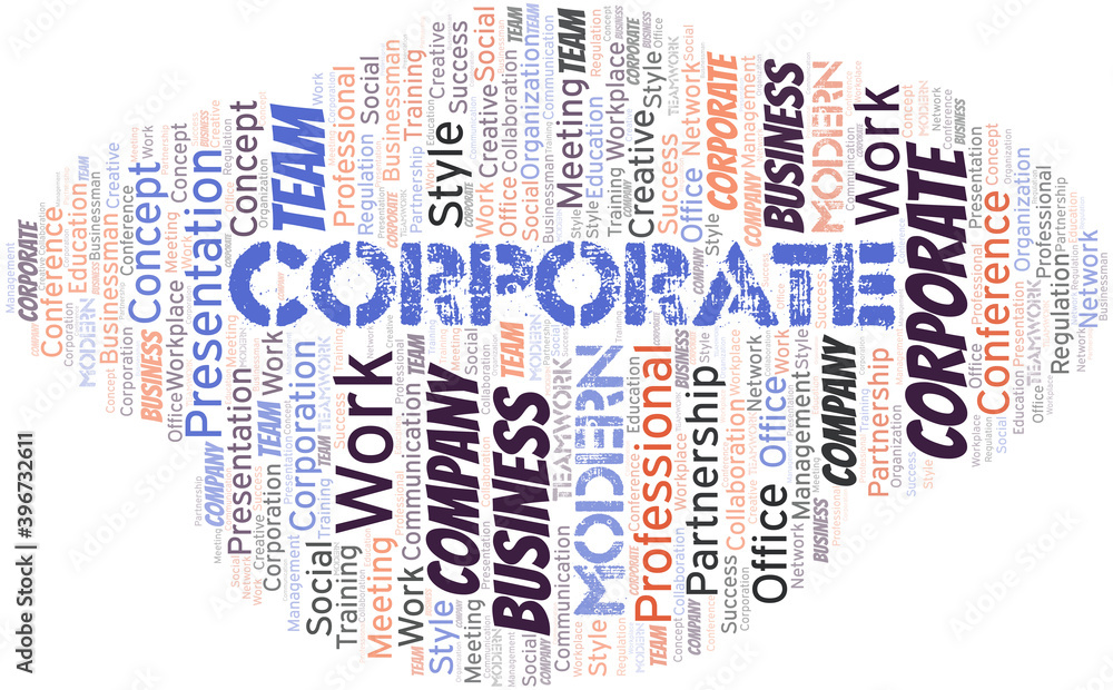 Corporate vector word cloud, made with text only.