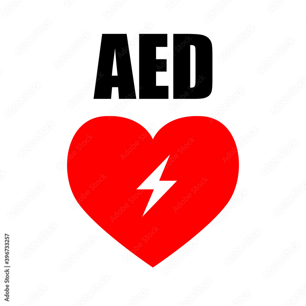 AED,automated external defibrillator / aed sign with heart and electricity symbol flat vector icon AED,automated external defibrillator / aed sign with heart and electricity symbol flat vector icon