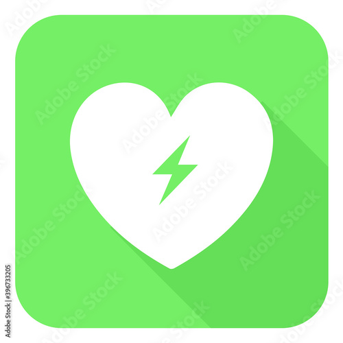 AED,automated external defibrillator / aed sign with heart and electricity symbol flat vector icon