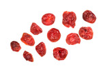top view of dry isolated cranberries, cranberry isolated on white background with clipping path
