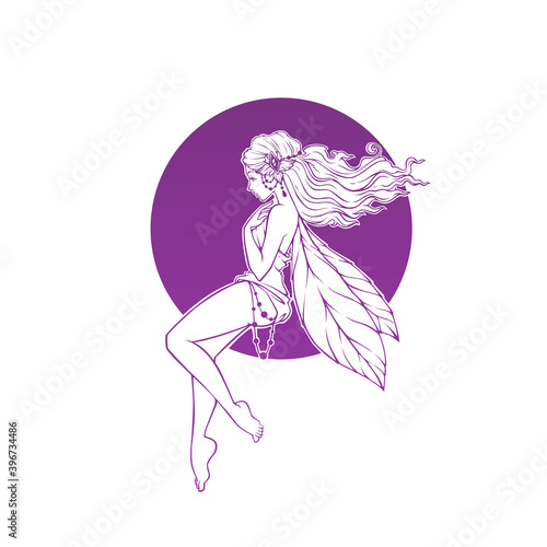mistyc elf princess, fairy of fantasy world, vector illustration