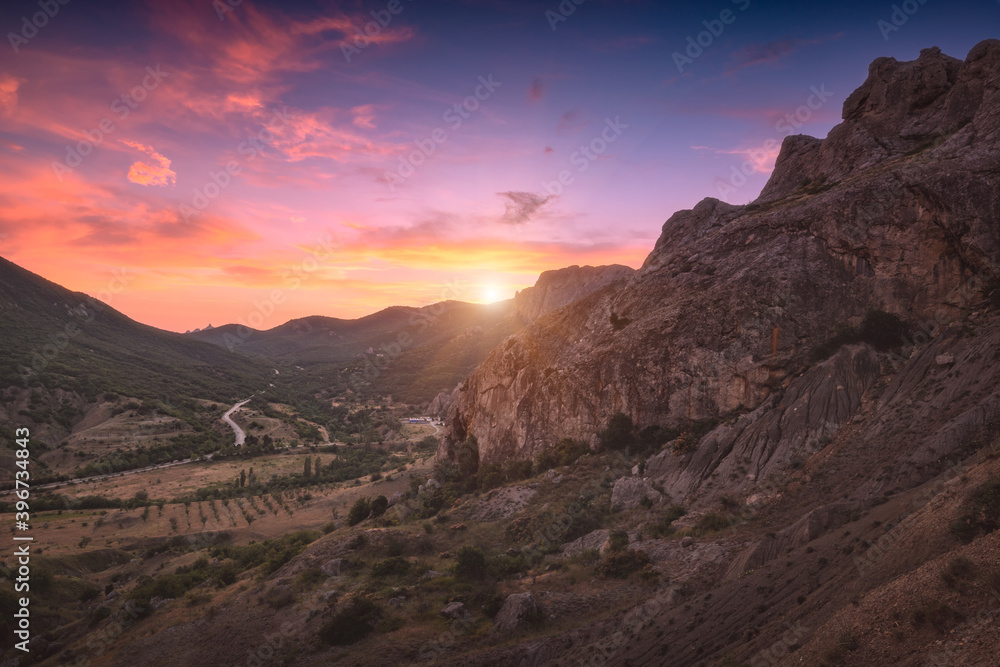 Majestic colorful sunset in Crimea