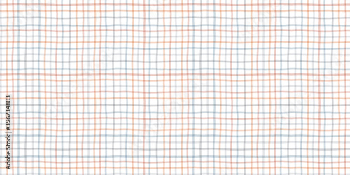 Vector uneven checkered background with the pale delicate colors. Seamless grid pattern for tablecloth.