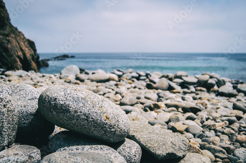 stones seen up close on a beach full of stones on the coast of catalonia