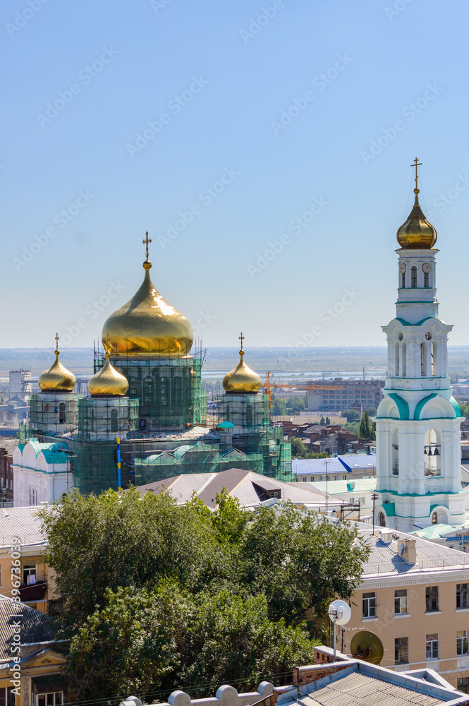 A central cathedral of the city at day time. Russia. Rostov-on-Don