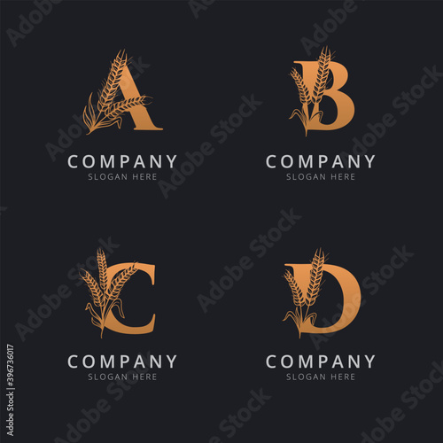Letter A B C and D with abstract wheat logo template 