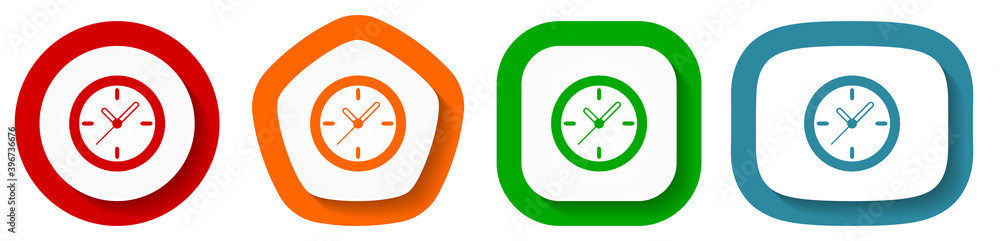 Set of flat design vector clock icons, watch symbol illustration in eps 10 Set of flat design vector clock icons, watch symbol illustration in eps 10