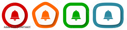 Set of flat design vector alarm icons, alert symbol illustration in eps 10