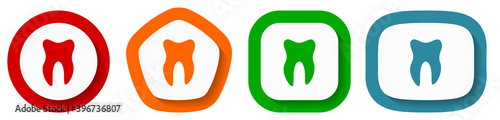 Set of flat design vector tooth icons, dental symbol illustration in eps 10