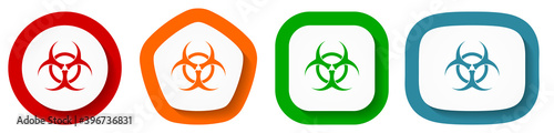 Set of flat design vector virus icons, biohazard symbol illustration in eps 10