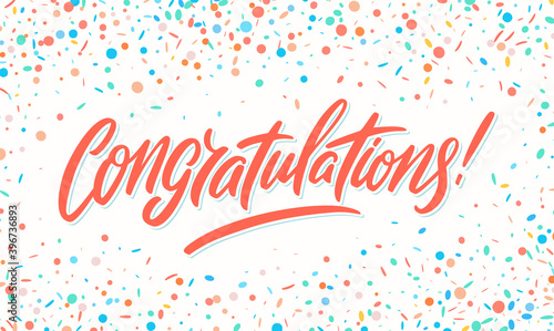 Congratulations. Vector hand drawn lettering card.