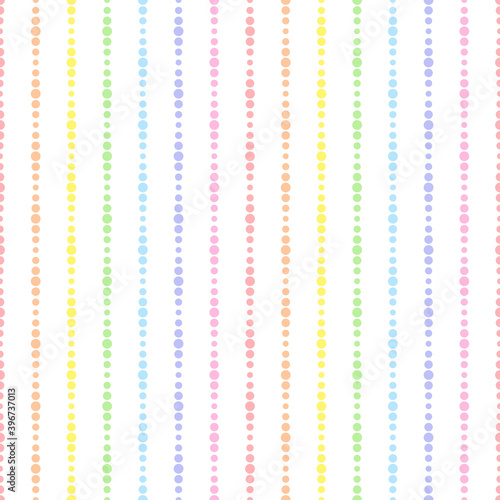 Rainbow seamless vertical striped pattern, vector illustration. Seamless pattern with pastel colorful lines from dots. Kids pastel rainbow geometric background