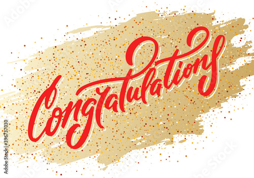 Congratulations. Vector hand drawn lettering card.