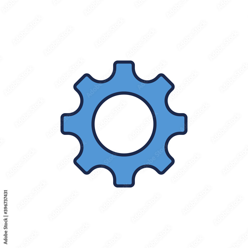 Simple Blue Gear or Cog vector concept icon or design element Simple Blue Gear or Cog vector concept icon or design element