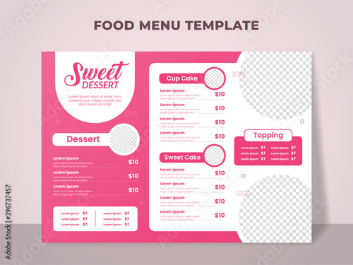 Sweet dessert menu template for cake shop