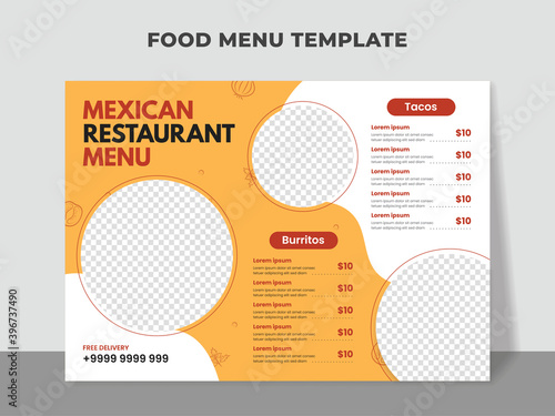 Food menu template for mexican food restaurant
