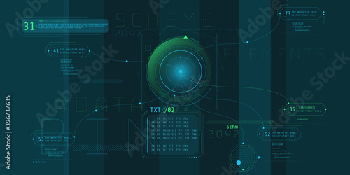 Composition of computer HUD interface with Code Architecture.