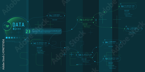 Composition of computer HUD interface with Coding Architecture.