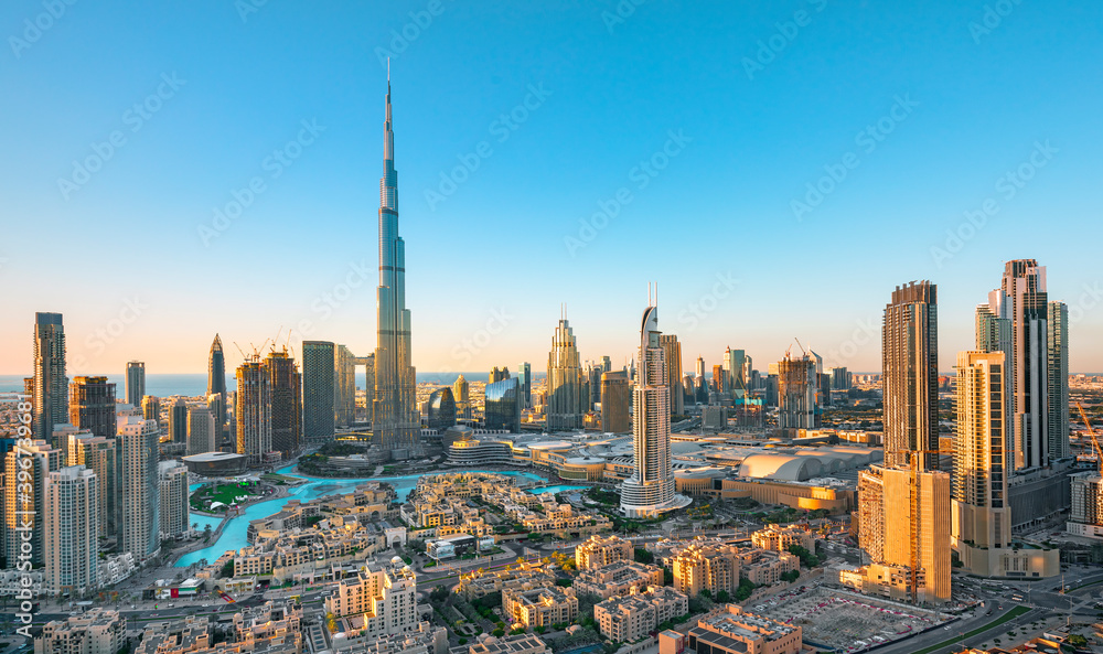 Αυτοκόλλητο Dubai, Arab, center, view, postcard, vacation, trip, buildings, Caliph, architec