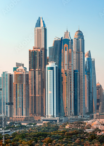 Obraz na płótnie Lux TOP Dubai Marina skyscrapers, port with luxury yachts and marina promenade,Dubai,United Arab Emirates w salonie