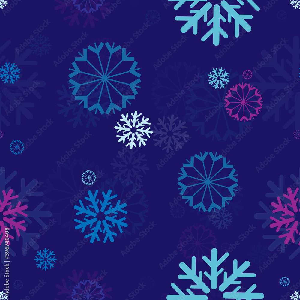 Seamless repeating background of different kinds of snowflakes Seamless repeating background of different kinds of snowflakes