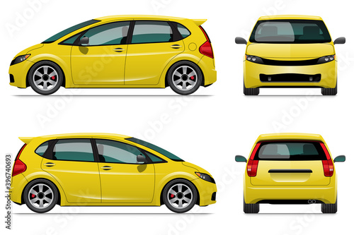 yellow hatchback car template