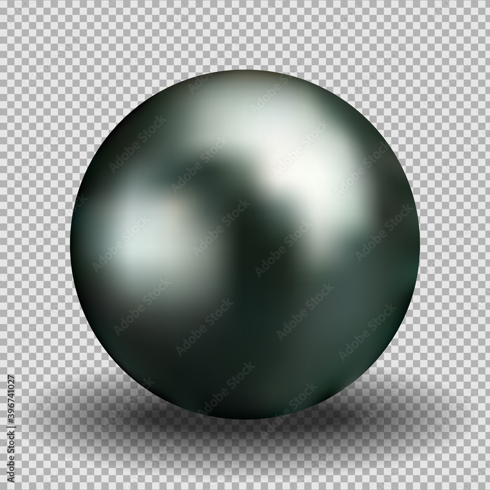 Realistic black pearl. 3D ball on a transparent background. Isolated vector object. Realistic black pearl. 3D ball on a transparent background. Isolated vector object.