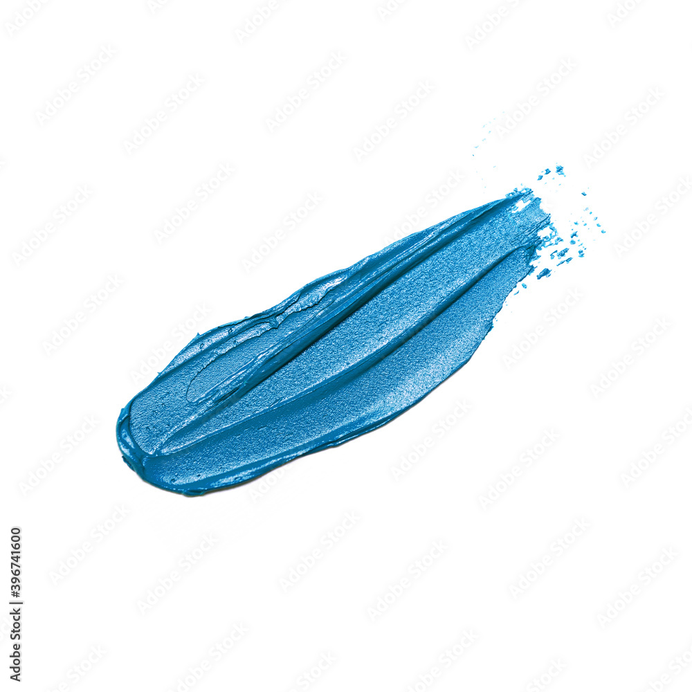 Fototapeta premium Blue oil paint smear isolated on white background 