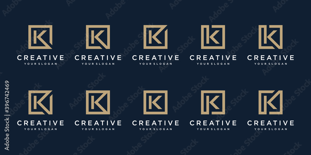 set of Logo design letter K with Square style. Vector template set of Logo design letter K with Square style. Vector template