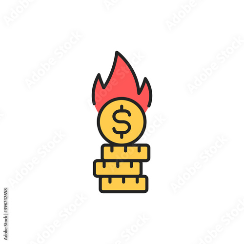 Bankruptcy line color icon. Sign for web page, mobile app