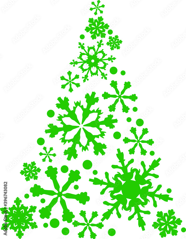 Simple cartoon hand drawn vector Christmas tree with ornaments Simple cartoon hand drawn vector Christmas tree with ornaments