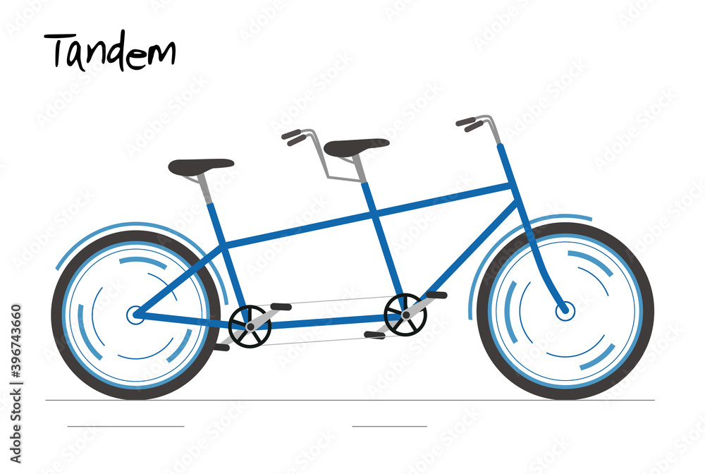 Fototapeta premium Blue family bicycle. Bike for city. Vector illustration in modern flat style.