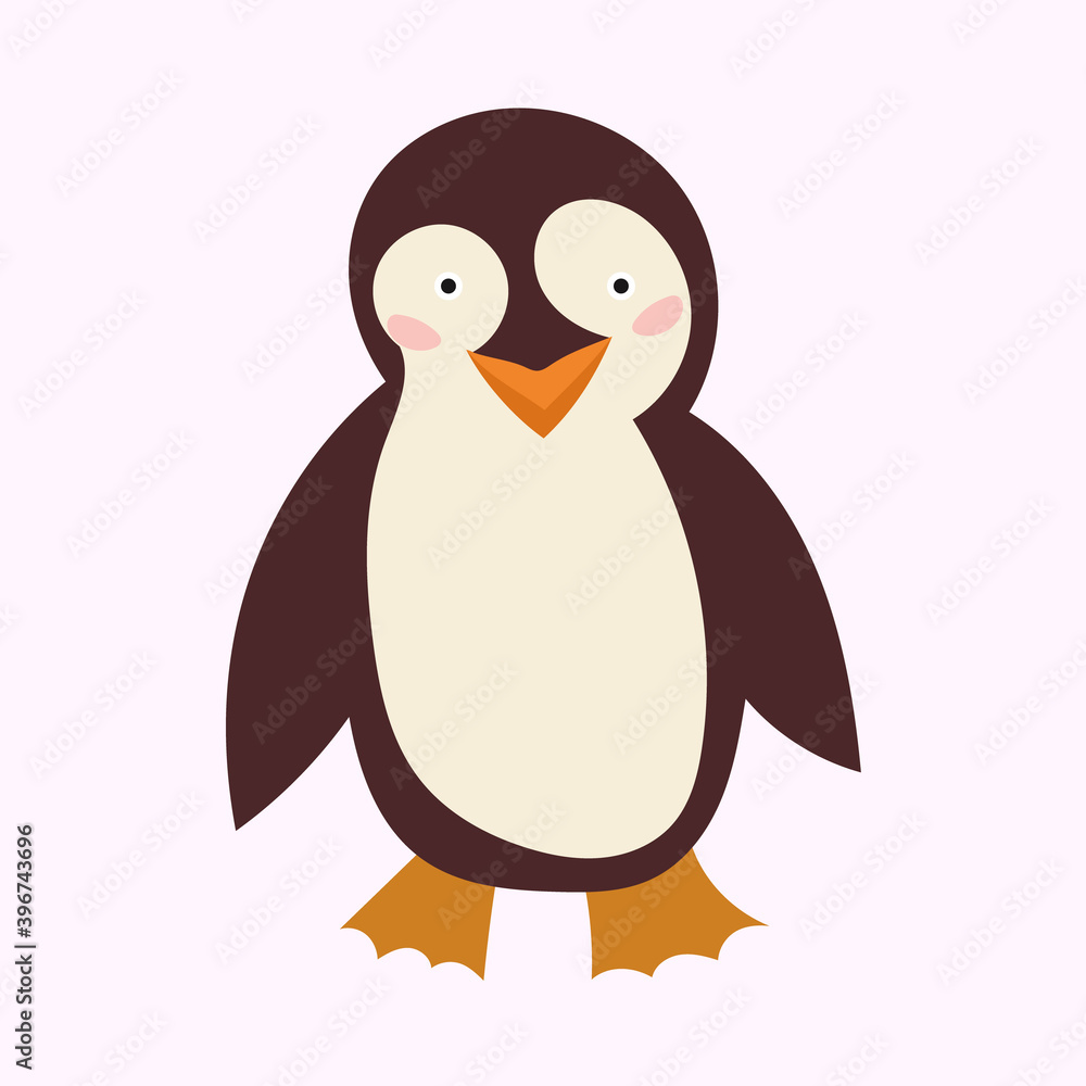 Fototapeta premium Cute cartoon penguin hand drawn, Vector illustration for children's book, greeting card