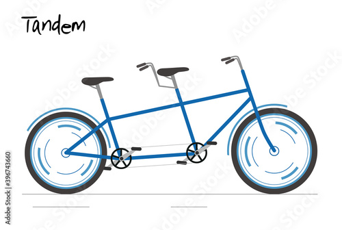 Blue family bicycle. Bike for city. Vector illustration in modern flat style.