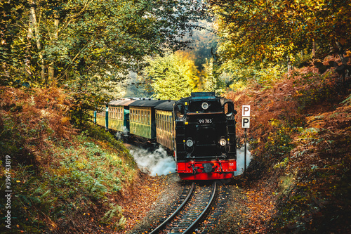 Dampflok Eisenbahn Rasender Roland, die Rügensche Bäderbahn bzw. Kleinbahn der Insel Rügen von Putbus über Binz nach Göhren photo