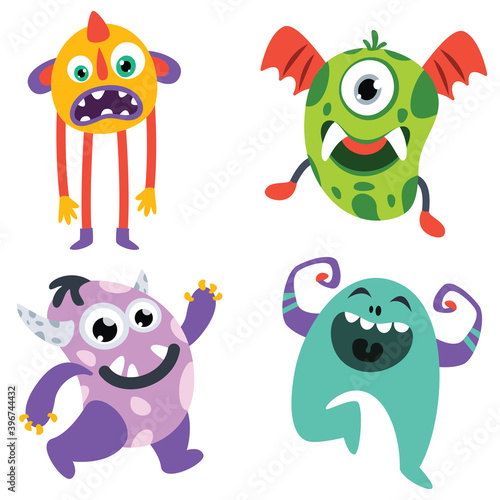 Set Of Cute Colorful Monsters