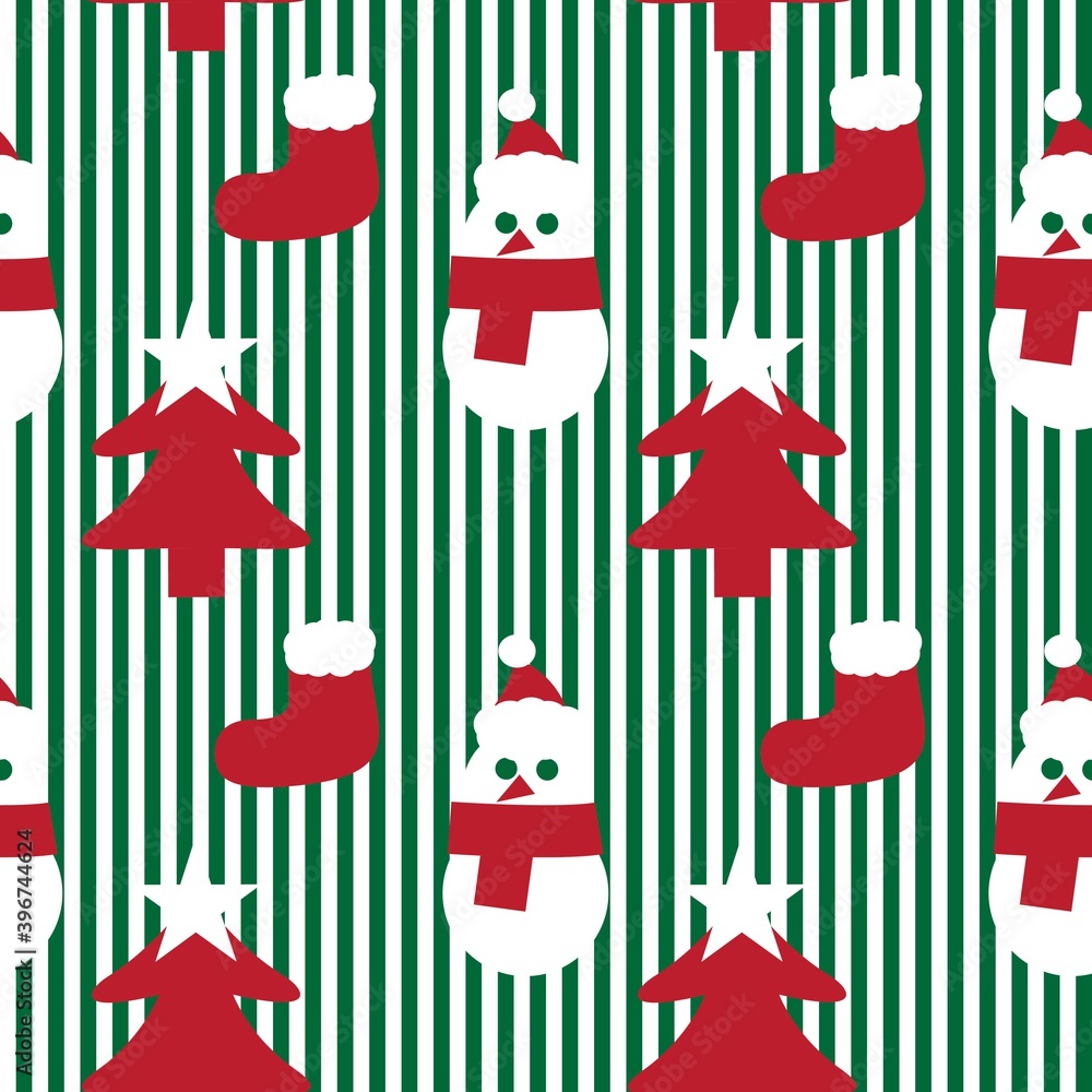 Red Christmas Snowman seamless pattern background