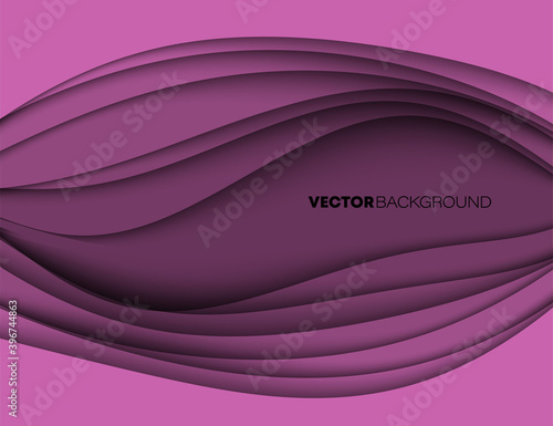 Fashion purple lilac poster paper cut wave luxury design background. Vector illustration vogue drape banner EPS10