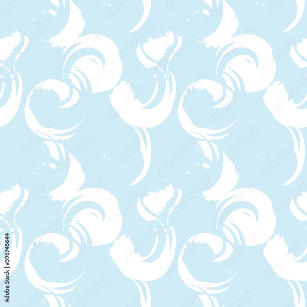 Fototapeta premium Sky Blue Brush Strokes Seamless Pattern Background