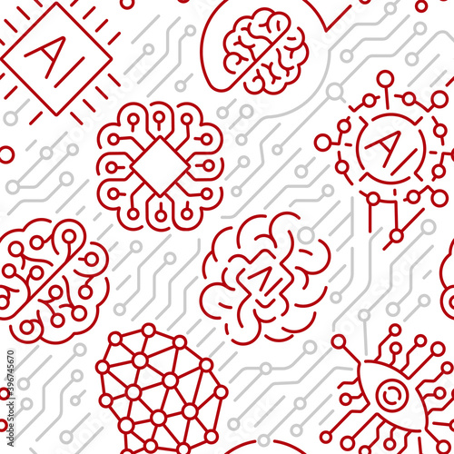 A seamless pattern for artificial intelligence theme, this design can be used as a background for banners, flyers, and different kinds of advertisement 