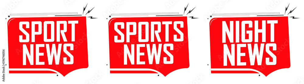 Sports News and Night news, set banners design template, vector illustration Sports News and Night news, set banners design template, vector illustration