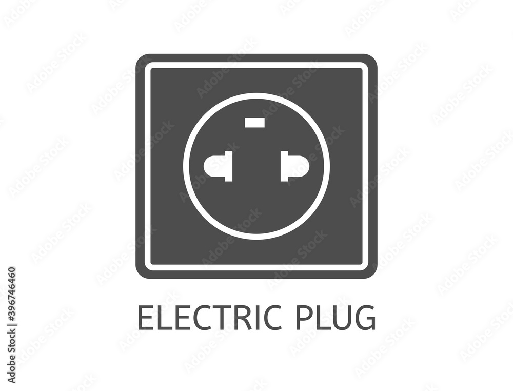Black square electric plug icon Black square electric plug icon