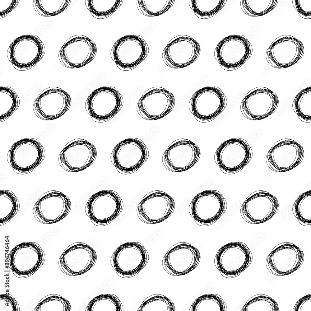 Seamless pattern with sketch ellipses shape