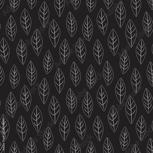 Black and White Botanical Floral Seamless Pattern Background