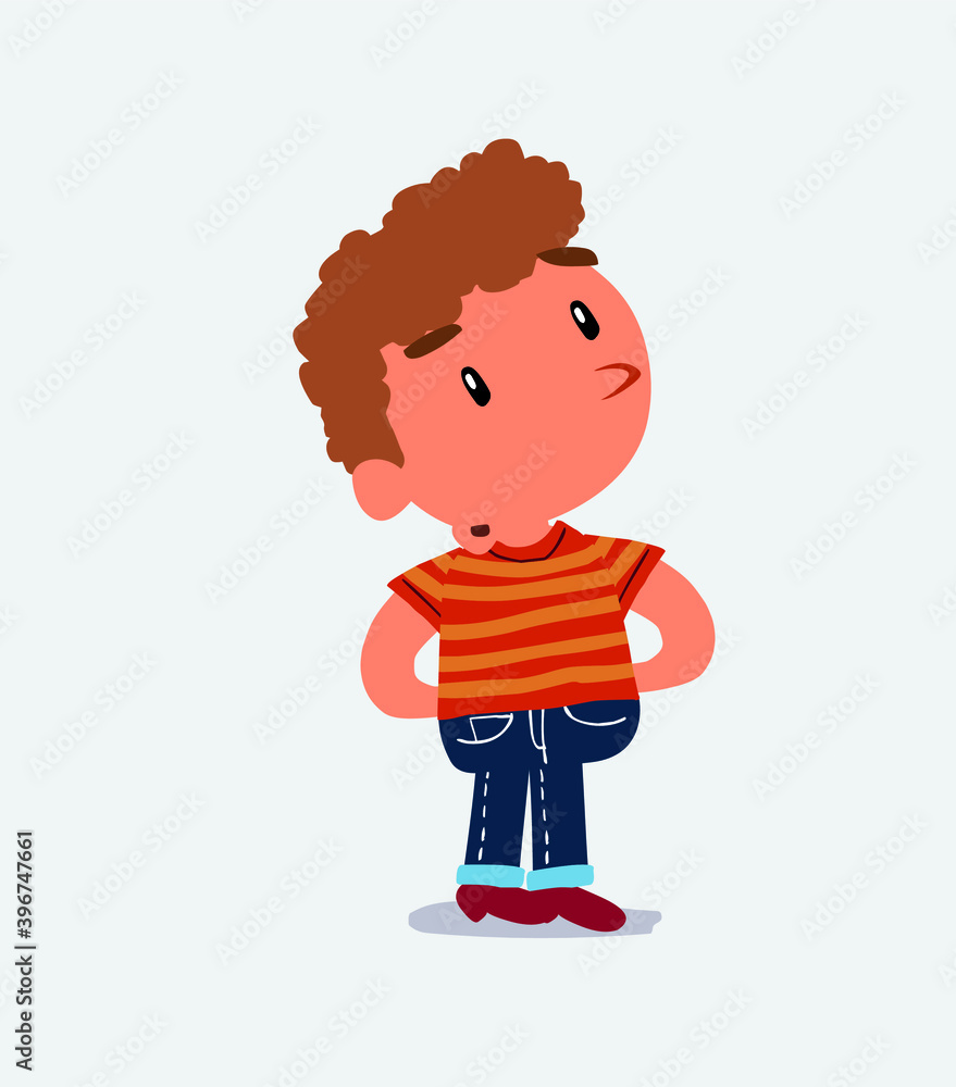 cartoon character of little boy on jeans doubting cartoon character of little boy on jeans doubting